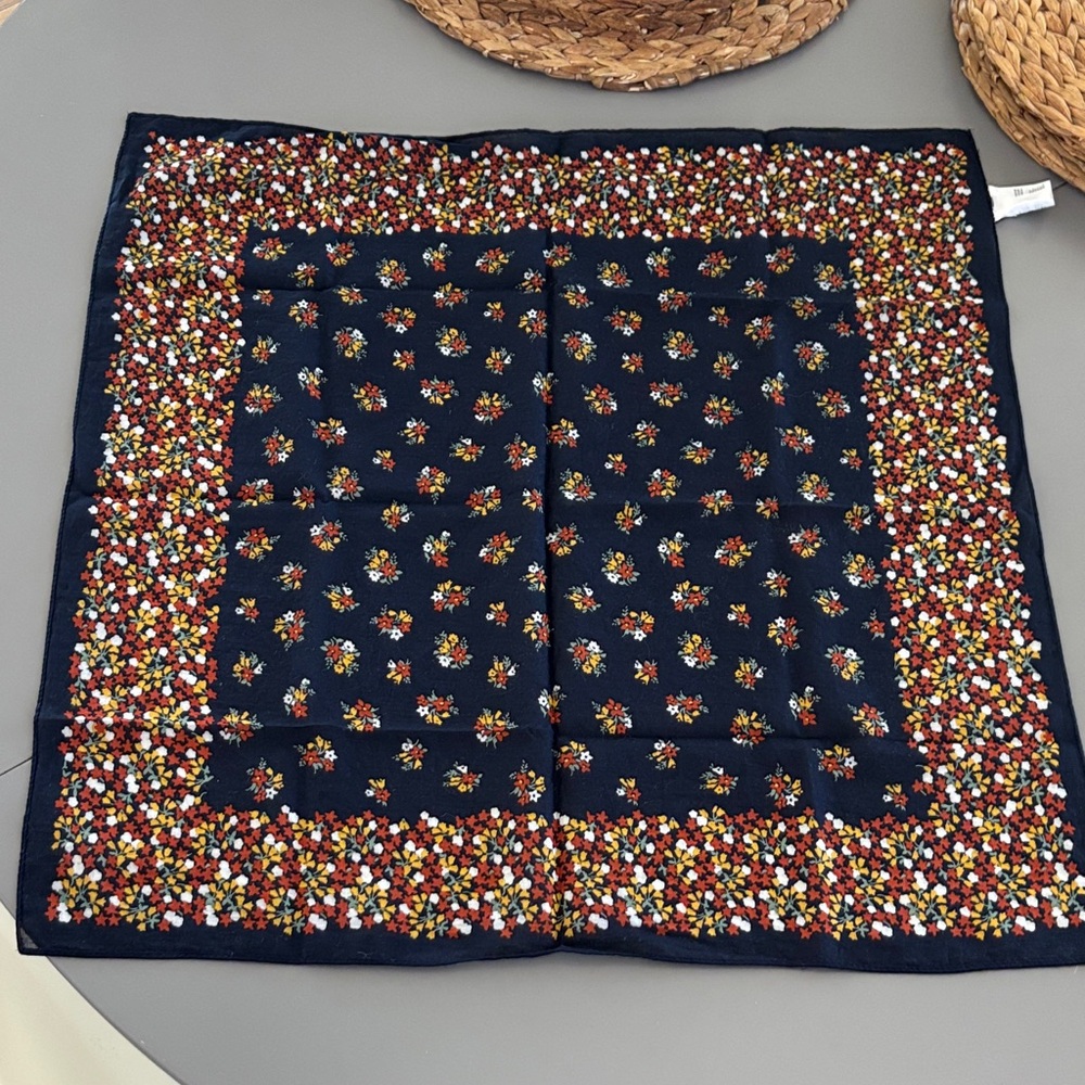 Madewell Navy Floral Cotton Scarf